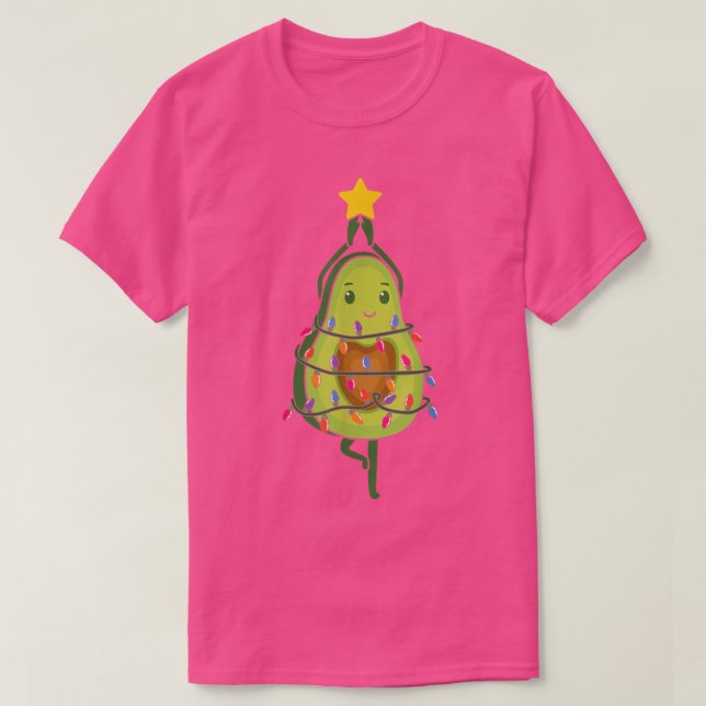 Camiseta Árbol de Navidad de aguacate enciende el costo veg (Diseño del anverso)