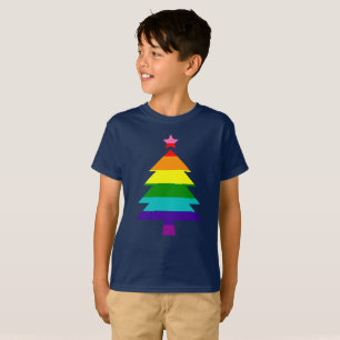 Camiseta Árbol de navidad de arcoiris a rayas coloridas