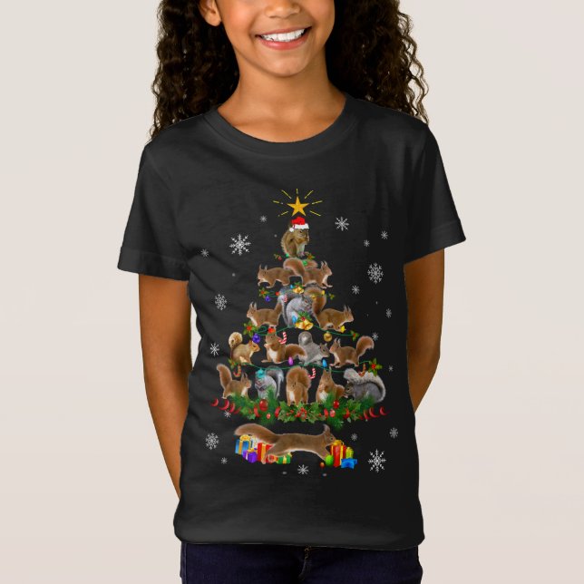 Camiseta Árbol de navidad de ardilla ilumina la ardilla de  (Anverso)