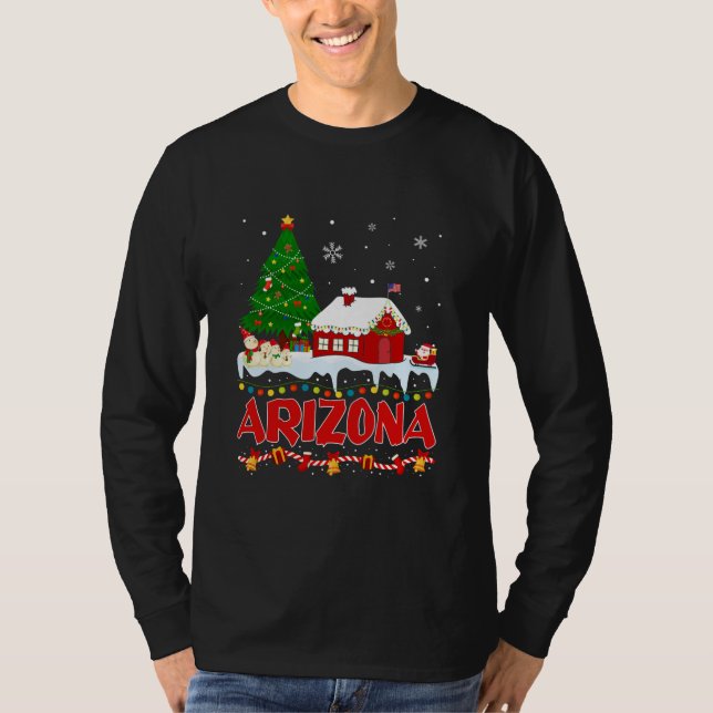 Camiseta Árbol de Navidad de Arizona iluminó el estado de P (Anverso)