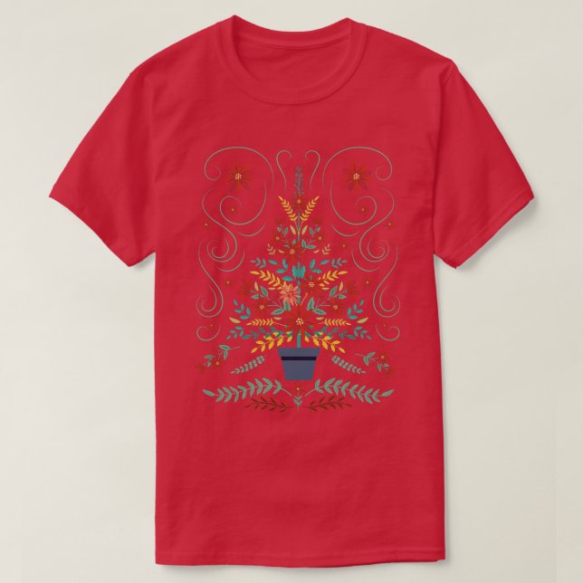 Camiseta Árbol de Navidad de Arte Popular (Diseño del anverso)