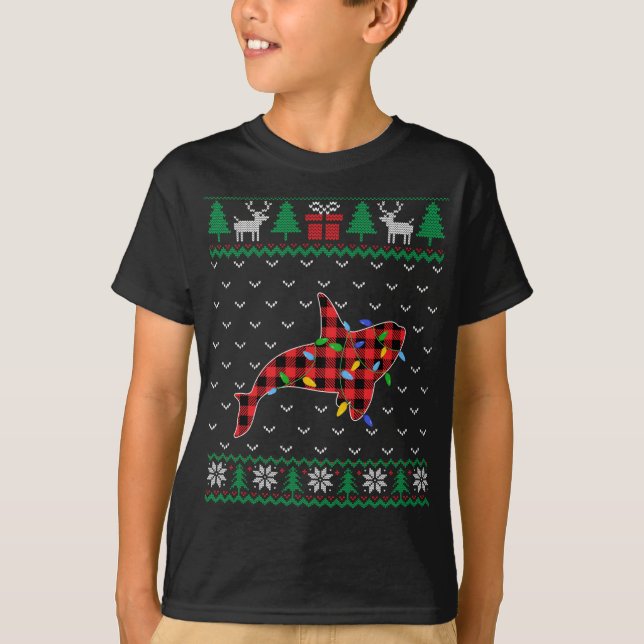 Camiseta Árbol de Navidad de ballena Iluminación Decoración (Anverso)