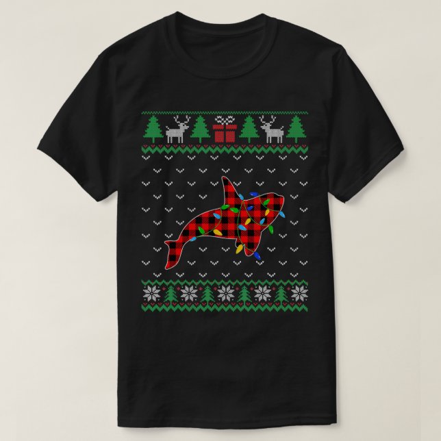 Camiseta Árbol de Navidad de ballena Iluminación Decoración (Diseño del anverso)