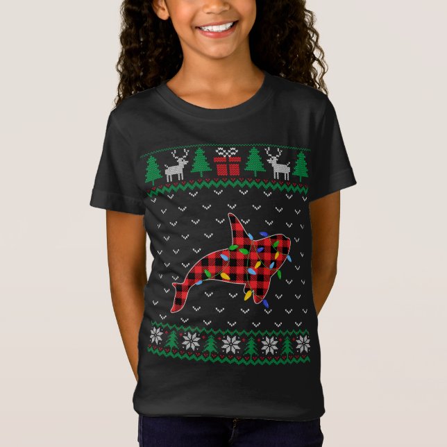 Camiseta Árbol de Navidad de ballena Iluminación Decoración (Anverso)