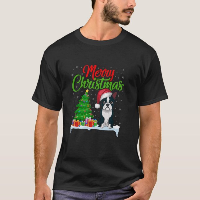 Camiseta Árbol de navidad de Boston enciende divertidas nav (Anverso)
