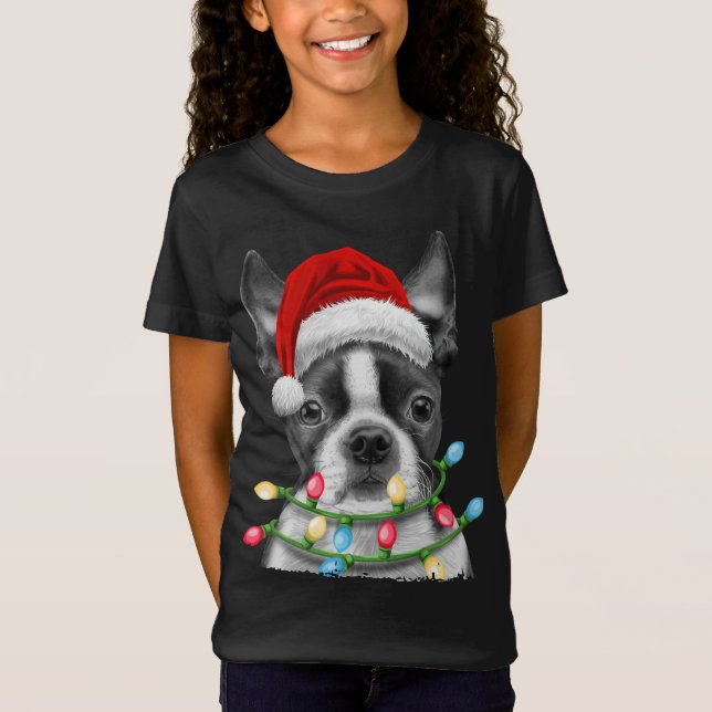 Camiseta Árbol de Navidad de Boston Terrier (Anverso)