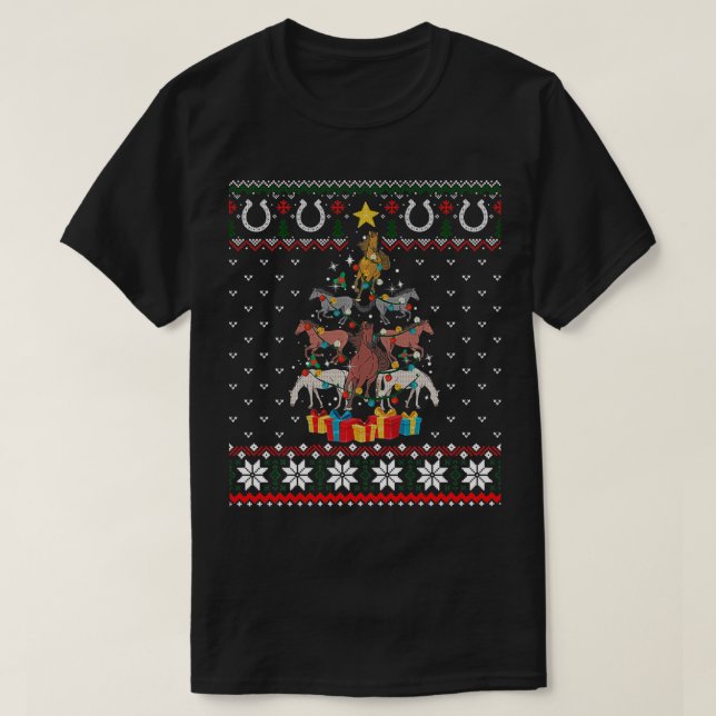 Camiseta Árbol De Navidad De Caballo Para Hombres Mujeres N (Diseño del anverso)