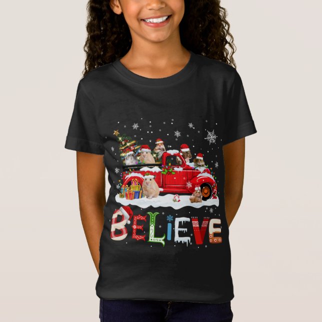 Camiseta Árbol de Navidad de Camión Rojo de Hamster cree Sa (Anverso)