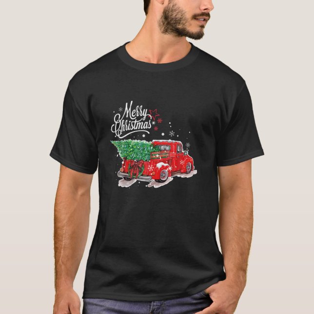Camiseta Árbol de Navidad de Camión Rojo Vintage (Anverso)