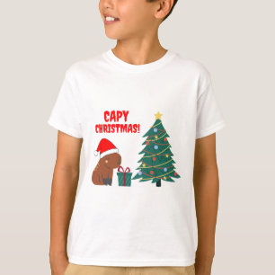 Camiseta Árbol de Navidad de Capybara Lindo  