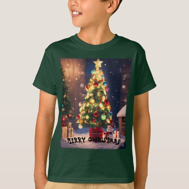 Camiseta Árbol de Navidad de caracteres de versión de Q cúb (Anverso)