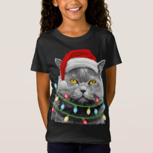 Camiseta Árbol de navidad de Cat Santa enciende Navidad Meo