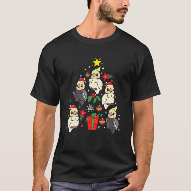 Camiseta Árbol de Navidad de Cockatiel Navidad Navidad Paja (Anverso)