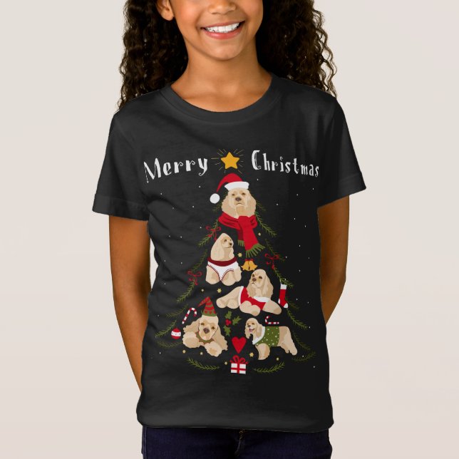 Camiseta Árbol de Navidad de Cocker Spaniel Xmas Perro Love (Anverso)