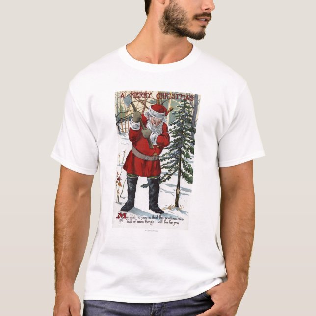 Camiseta Árbol de navidad de corte de Santa (Anverso)