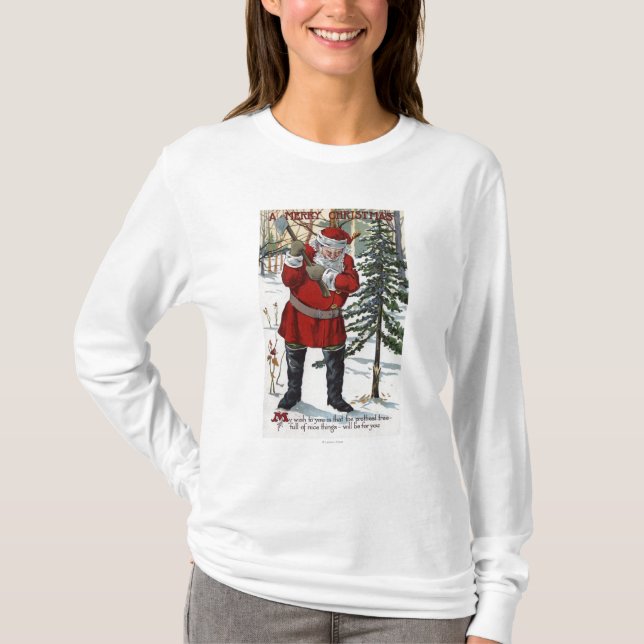 Camiseta Árbol de navidad de corte de Santa (Anverso)