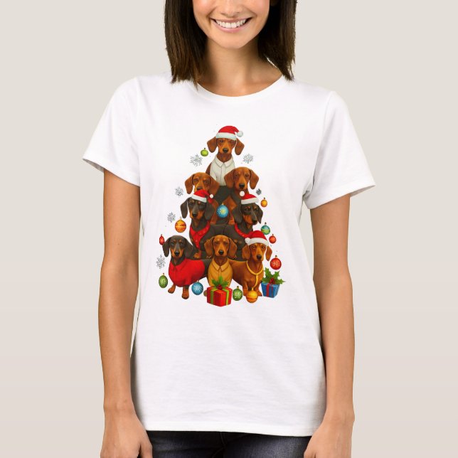 Camiseta Árbol de Navidad de Dachshund (Anverso)
