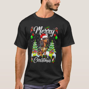 Camiseta Árbol de Navidad de Dachshund enciende perro de Na
