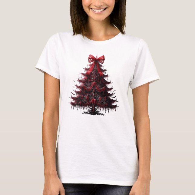 Camiseta Árbol de Navidad de Elegancia Gótica (Anverso)