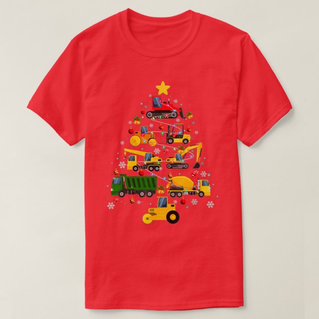 Camiseta Árbol de navidad de excavadora de construcción par (Diseño del anverso)