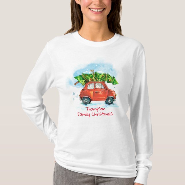 Camiseta Árbol de navidad de familia de vacaciones de perso (Anverso)