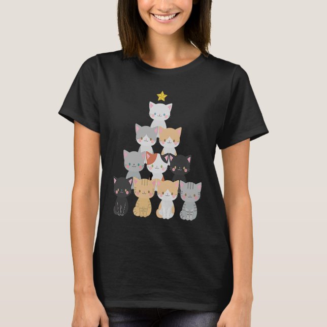 Camiseta Árbol de navidad de felice Meowy Navidad (Anverso)
