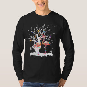 Camiseta Árbol de navidad de flamenco lindo ilumina sombrer