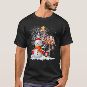 Camiseta Arbol de Navidad de Flamenco Muñeco de Nieve Sombr