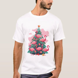 CAMISETA ÁRBOL DE NAVIDAD DE FLAMINGO ROSA