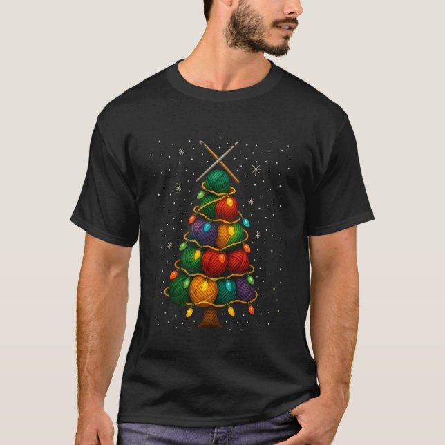 Camiseta Árbol de Navidad de ganchillo tejer tejedor edredó (Anverso)