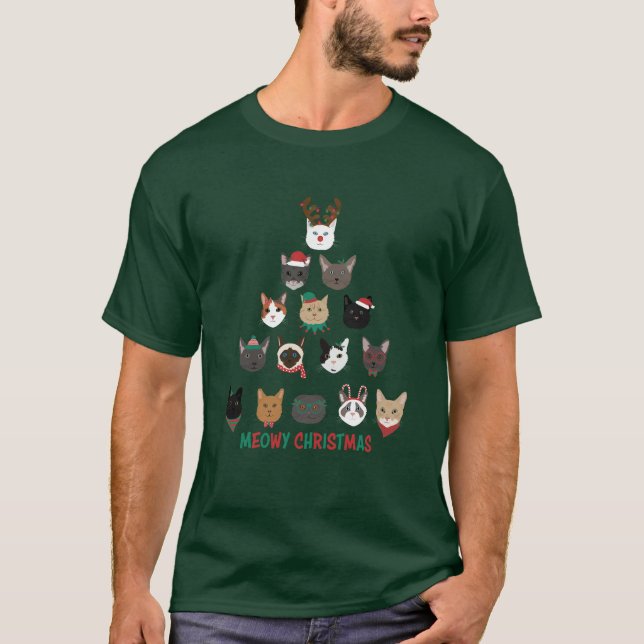 Camiseta Árbol de Navidad de gato (Anverso)