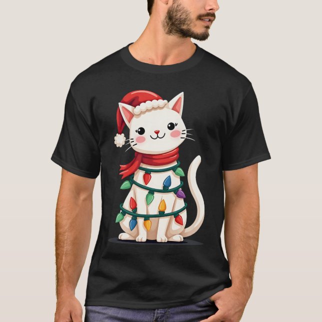 Camiseta Árbol de Navidad de gato Navidad (1) (Anverso)