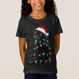 Camiseta Árbol de navidad de gato negro ilumina a Santa Kit