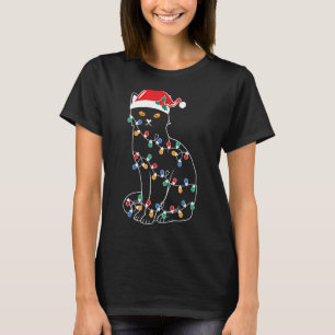 Camiseta Árbol de Navidad de Gato Negro Ilumina Led de Sant
