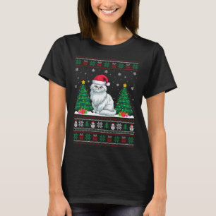 Camiseta Árbol de navidad de gato persa de Santa Hat encien
