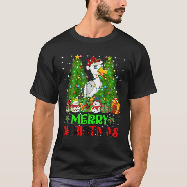 Camiseta Árbol de navidad de gaviota ilumina Santa Gagul (Anverso)