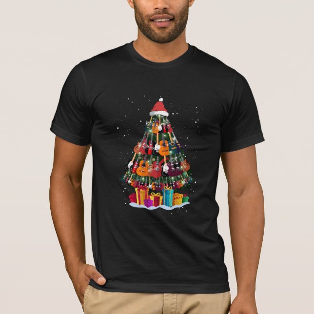 Camiseta Árbol de Navidad de guitarra divertido  (Anverso)