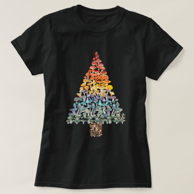 Camiseta Árbol de Navidad de hongos - Arcoiris (Diseño del anverso)