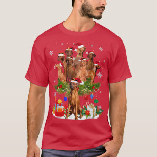 Camiseta Árbol de Navidad de hueso rojizo ilumina a perro g
