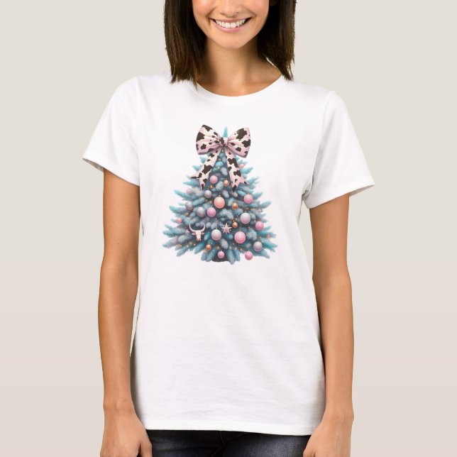 Camiseta Árbol de Navidad de impresión de vaca (Anverso)