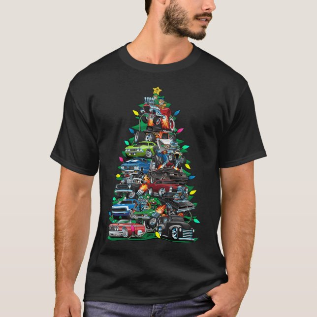 Camiseta ¡Árbol de Navidad de la locura del auto! Coches Y  (Anverso)