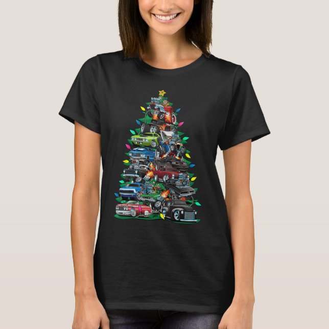 Camiseta ¡Árbol de Navidad de la locura del auto! Coches Y  (Anverso)