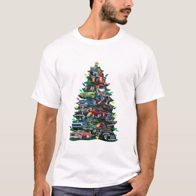 Camiseta Árbol de Navidad de la locura del automóvil (Anverso)