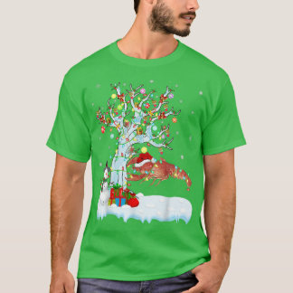 Camiseta Árbol de navidad de langostinos iluminando Santa H
