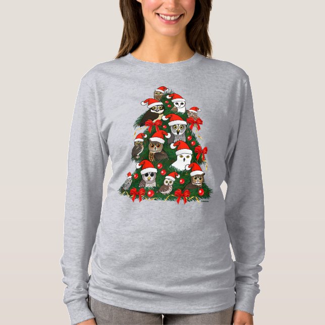 Camiseta Árbol de navidad de los búhos (Anverso)