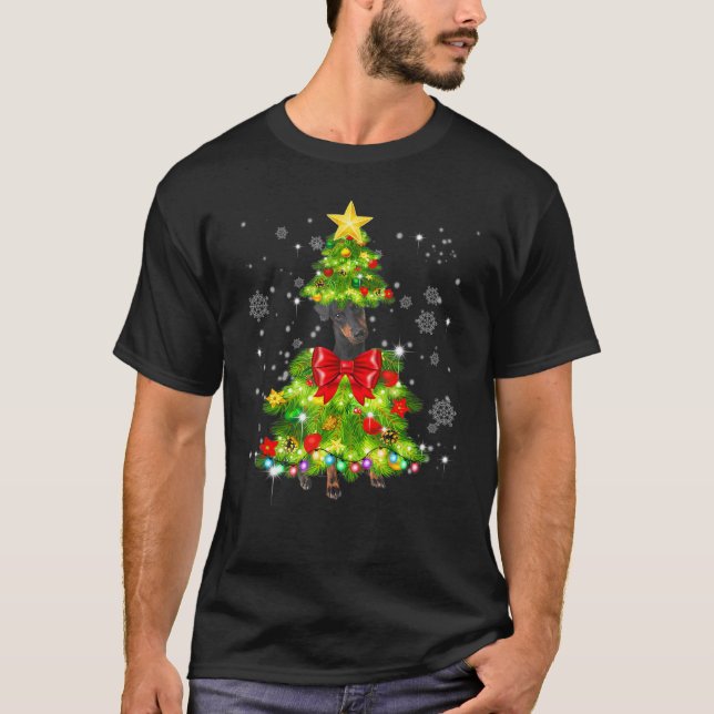 Camiseta Árbol de navidad de Manchester Terrier ilumina el  (Anverso)
