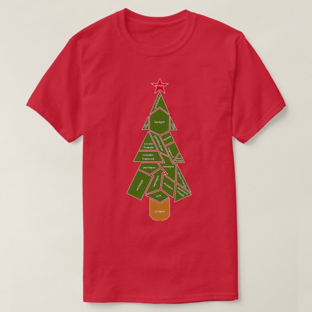 Camiseta Árbol de Navidad de Math Teacher hecho de formas (Diseño del anverso)