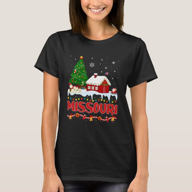 Camiseta Árbol de Navidad de Misuri enciende estado de Paja (Anverso)
