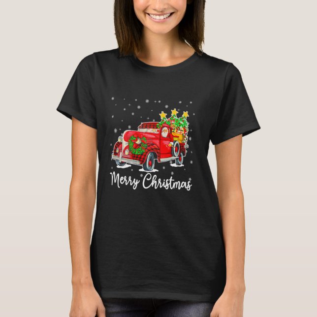 Camiseta Árbol De Navidad De Mujer De Vágono En La Tr Roja  (Anverso)