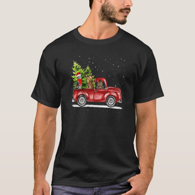 Camiseta Árbol de navidad de navidad Cat Santa Reindeer Red (Anverso)